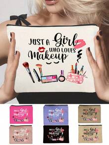 Chic Women's Toiletry Bag With Cosmetic Print - Lightweight, Zippered Makeup Pouch For Travel & Daily Use - Versatile Organizer For Stationery, Student Pencil Bag, Snack Bag,Medicine, And Accessories - Perfect Gift Idea,Gifts For Friends, Sisters, Friends And Classmates Returning To School, Gifts Mother's Day Gift - Multicolor - View 1