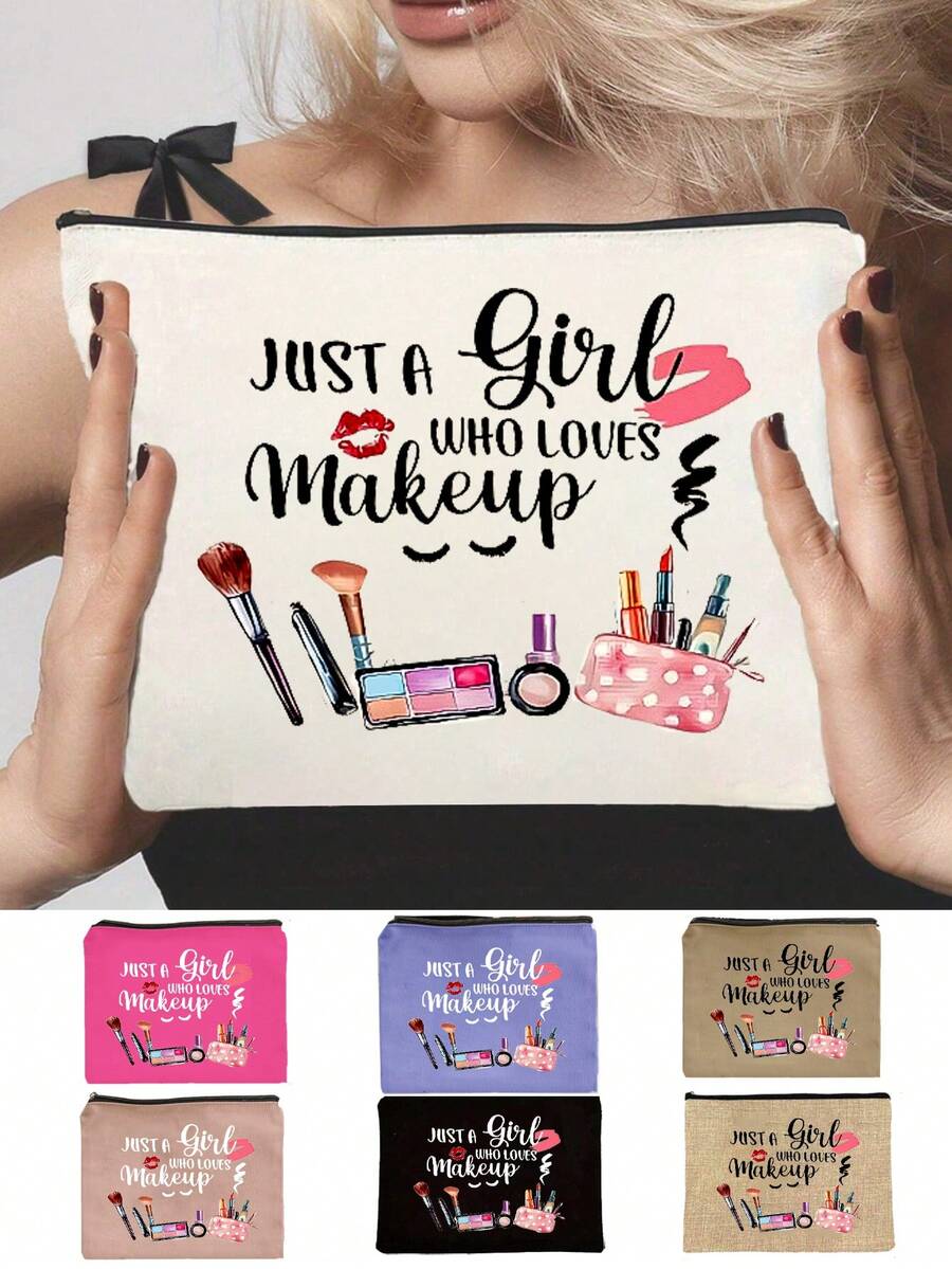 Chic Women's Toiletry Bag With Cosmetic Print - Lightweight, Zippered Makeup Pouch For Travel & Daily Use - Versatile Organizer For Stationery, Student Pencil Bag, Snack Bag,Medicine, And Accessories - Perfect Gift Idea,Gifts For Friends, Sisters, Friends And Classmates Returning To School, Gifts Mother's Day Gift - Multicolor - View 1