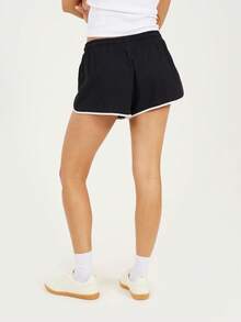 brave soul Running Shorts With Contrast Binding - Black - View 5