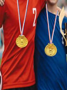 1/5/10/20/30 piezas Medallas de premio de plástico dorado a granel con patrón de corona para deportes, juegos, competiciones, de vuelta a la escuela, regalos de fiesta y decoraciones para el comienzo de la temporada escolar