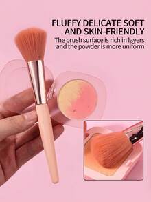 1pc Manual Soft Hair Blush Brush Powder Brush Brightening Highlight Brush Beginners Multi-Functional Portable Makeup Tool - Multicolor - View 5