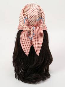 1pc Polka Dot & Plaid Printed Bandana, New Vintage Style Square Scarf, Women Breathable Sun Protection Headscarf, Neckerchief
