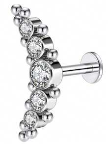 1 件 316L 不锈钢 16G 立方锆唇钉 水晶簇耳钉 耳软骨耳屏耳轮耳甲穿孔饰品