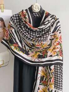 1pc Plaid Print Fashion Scarf, Elegant Lightweight Contrast Color Artistic Casual Shawl For Women - Multicolor - View 13