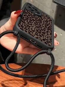 Funda de teléfono suave y con estampado de leopardo, adecuada para 16/ 15/XR/ 16 PROMAX/7p8p/P12promax/P13promax/P14PROMAX/P13/P14/P11/P12/P14, A03s, A03core, A04, A12, A13, A14, A21s, A22, A23, A24, A32, A33a34, A5 A51A52, A53, A54. Funda de teléfono con cuerda para colgar, de moda y linda, que protege contra caídas.