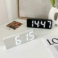 RAF Smart LED Clock, Voice Control Alarm Clock, Bedside Quiet Digital Alarm Clock, Desk Electronic Digital Clock, Snooze Desk Clock, LED Mirror Table Alarm Clock With Time Display, Desk USB Alarm Clock For Home, Bedroom, Office