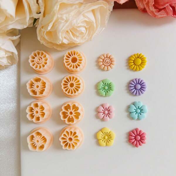 Spring Flower Stud Polymer Clay Cutters Multiple Spring Flower Cutters Cutting Mold For DIY Earring Making 3d Printed Clay Tools