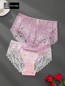 FOVTY 2件加大码返校季女式蕾丝性感内裤 - 彩色 - 查看 3