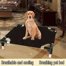 Cama elevada refrescante para mascotas, de tela de poliéster impermeable, con marco desmontable de acero inoxidable, confort para todo el año para perros medianos, pequeños y extra pequeños - Colchoneta cuadrada para perros resistente al agua con base antideslizante
