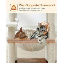 Feandrea Cat Tree 138 Cm Modern Cat Tower For Indoor Cats MultiLevel Cat Condo With Scratching Posts Tree House With Hammock Perches UltraSoft Plush Washable Cushions Rustic Brown - RusticBrown - View 6