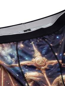Men's Libra Zodiac Constellation Print Casual Boxer Brief - Navy Blue - View 3