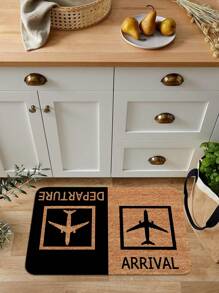 1pc Airplane Patterned Doormat, Soft Plush Absorbent Non-Slip Rectangular Rug Suitable For Entryway, Bedroom, Home