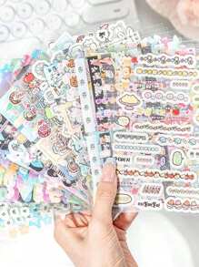 1 Book Of Cartoon Pattern, Die-Cut Shape Colored Time Sequence Sticker Book, Cute Mini Patterns, Diversified Fantasy Designs, Multifunctional Creative Decorative Accessories Suitable For Scrapbook, Diary And Aesthetic Office Supply Decoration,School Supplies,Back To School