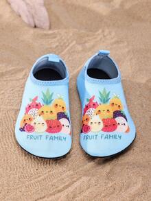 1 Pair Kids Outdoor Sports Casual Fashionable Non-Slip Breathable Cartoon Pattern Boys Girls Beach Shoes, Dinosaur, Unicorn, Training Shoes, Yoga Shoes - Blue - View 2