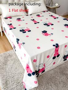 1pc Cat Pattern Bedsheet, Lightweight, Breathable, Soft & Skin-Friendly - Multicolor - View 5