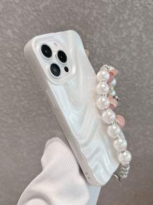 Ốp lưng điện thoại cao cấp tối giản với họa tiết ngọc trai giả 3D màu trắng, kèm dây đeo cổ tay, tương thích với iPhone 17 Pro Max/17 Pro/17 Air/17/16 Pro Max/16/16 Pro/16 Plus/15/15 Pro Max/15 Pro/11/12/13/14 Pro Max/11 Pro/11 Pro Max/12 Pro/12 Pro Max/13 Pro/13 Pro Max/14 Pro/14 Pro Max/16E/12 Mini/13 Mini, chất liệu mềm mại, phong cách tối giản, quà tặng mùa xuân sáng tạo, quà kỷ niệm. - Trắng ngọc trai cao cấp + Vòng đeo tay - Xem 5