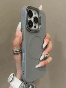 Luxury Camera Holder Full Coverage Magnetic Wireless Charge Phone Case Compatible With IPhone 17ProMax 17 Pro 17 Air 17 16 15 14 13 12 Pro Max 11 Shockproof Bumper Cases Cover - Grey - View 5