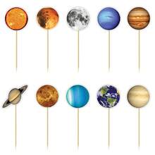 10/20/30Pcs Space Cupcake Toppers Solar System Galaxy Universe Planets Picks Cake Topper Celestial Toppers For Space Themed Party Solar System Birthday - Multicolor - View 5