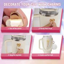 Juego de accesorios compatibles con vasos de 40 onzas, que incluyen tapa con pajita, para embellecer tu vaso. Regalos únicos para mujeres y útiles escolares.