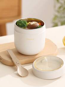 800ml/600ml- Wheat Fiber Soup Cup - Stainless Steel & PP Dual Inner Pot, Portable Microwave Lunch Boxes, Soup Bowls, Flasks To Take To The School Office As Food Storage Containers,Ergonomic Cylindrical Design With Arc Base, Nutritious Breakfast Soup Cup,Soy Milk, Porridge, Oatmeal, Milk, Suitable For Work, School, Bento Box, Gift,Simple Style (Send Fork)Graduation Season, Vacation,Back To School