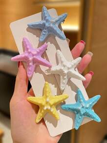 10pcs/Set Resin Shell Pearl Starfish Hair Clips Set, Acrylic Women Hair Accessories Headpiece Beach Wedding Decor (Charming) Claw Clips Hair Claws Hair Barrettes