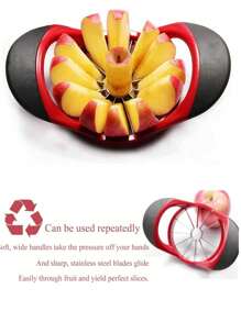 1pc Apple Slicer, Stainless Steel Upgraded 12-Blade Sharp Apple Slicer Large Size, Ergonomic Plastic Handle Non-Slip Easy To Hold, Kitchen Fruit Separator Rust-Proof And Easy To Clean Red(20cm)