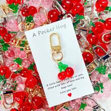 1/5/10pcs Cute Fruit Design Pocket Hug Card Gift Set, Apple/Strawberry/Cherry Shaped Keychain Charm, Backpack Decor, Wedding Party Favors, Encouragement Tokens, Home Decorations, Gifts For Family, Friends, Wedding Guests, Special Birthday, Wedding, Valentine's Day, Graduation, Back To School