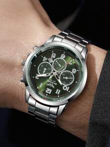 1 pieza Reloj de pulsera para hombre con correa de acero inoxidable de estilo mecánico de moda, diseño de lujo, gran regalo para el Día de la Madre