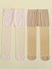 2pcs Girls' Solid Color Sheer Tights, Transparent Leggings, Lightweight Breathable, Suitable For Spring/Summer - Multicolor - View 20