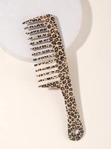 1pc Beautiful Floral Pattern Large Wide-Tooth Comb, Leopard Print Comb, Wood Grain Comb, Geometric Pattern Comb, Stylish Massage Anti-Static Smooth Hair Brush - Multicolor - View 8