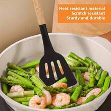 33pcs Silicone Kitchen Utensils Set With Wooden Handle And Storage Bucket, Wooden Handle Silicone Kitchen Gadgets Utensil Set - Black - View 8