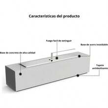 Chimenea de Concreto Portátil con Cuenco de Acero Inoxidable, Base Antideslizante, 4 Pinchos para Asar (Negro) - Negro - Ver 7