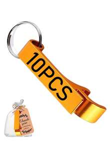 1pc/10pcs/20pcs Personalized Metal Keychain Bottle Opener With Card Bag - Engraved Key Ring Accessory, Ideal For Wedding, Birthday, Anniversary, Baptism Gifts, Promotional Items, Lightweight, Stainless Steel Without Power