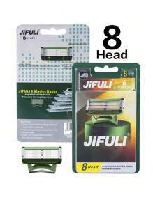 jifuli Lâminas de Barbear de Alta Qualidade para Homens, 6 Camadas, Aço Inoxidável da Alemanha, Lâminas de Barbear Manuais, Cabeça de Corte Substituível