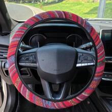 1 pieza Accesorios de protección para el volante del automóvil Estilo bohemio de lino sin anillo interior Funda elástica para el volante Funda elástica para el volante de múltiples colores Todo el año Universal