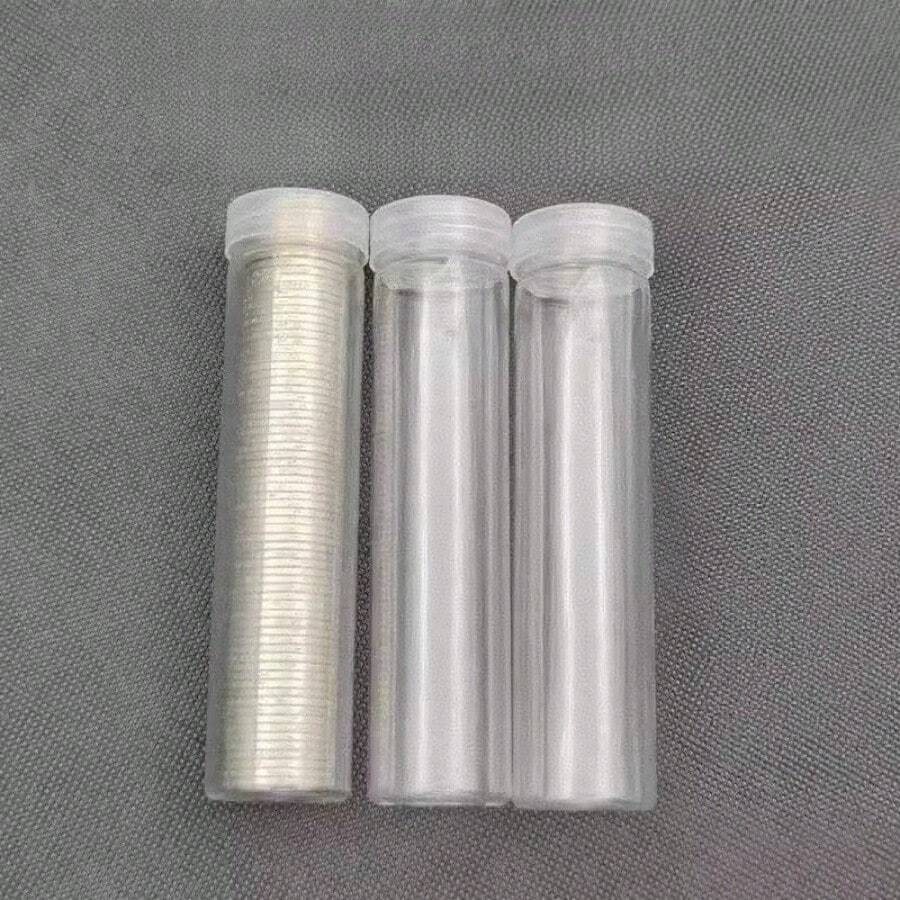 1PC/2PCS/3PCS/4PCS Round Coin Box; Straight Cylindrical Long And Narrow Transparent Coin Waterproof Storage Tube; Simple Tube For Storing Coins - Clear - View 1