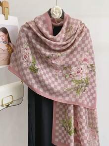 1pc Plaid Print Fashion Scarf, Elegant Lightweight Contrast Color Artistic Casual Shawl For Women - Multicolor - View 17