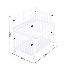 Living And Home Sliding Under-Sink Rack - 2-Tier Pull-Out Organizer (26cm White)