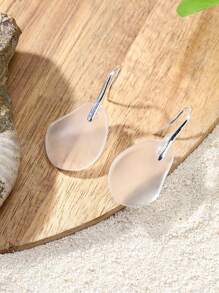 1 Pair Ocean Style Glass Water Drop Earrings, Hawaiian Theme Jewelry Suitable For Women Vacation Casual Wear, Gift