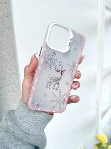 Funda creativa con diseño de copo de nieve y ciervo para 16/16Plus/16Pro/16Promax, 15/15Plus/15Pro/15Promax, 14/14Plus/14Pro/14Pro Max, 13/13Pro/13Pro Max, 12/12Pro/12Pro Max, 11/11Pro Max, X/XS/XR/XS Max. Sencilla, de lujo, de alta gama, resistente a la suciedad y duradera