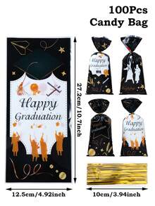 25/50/100 piezas Bolsas de regalo de la temporada de graduación, diferentes estilos negros Bolsas de embalaje de regalos de fiesta de graduación, Clase de 2025 Decoración de mesa de fiesta de graduación Bolsas de regalo, Suministros de embalaje de regalos de fiesta de graduación conmemorativa, Suministros de embalaje de regalos de graduación de felicitación, Decoración de regalos de graduación feliz, Regalos de graduación, Recuerdos de fiesta - Temporada de graduación negra - Ver 5