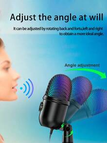 K song game conference live broadcast noise reduction desktop computer microphone USB socket - Black - View 5