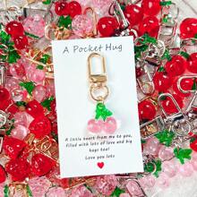 1/5/10pcs Cute Fruit Design Pocket Hug Card Gift Set, Apple/Strawberry/Cherry Shaped Keychain Charm, Backpack Decor, Wedding Party Favors, Encouragement Tokens, Home Decorations, Gifts For Family, Friends, Wedding Guests, Special Birthday, Wedding, Valentine's Day, Graduation, Back To School