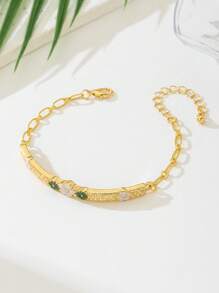 1 pieza Brazalete con flor de 5 pétalos de estilo dulce y colorido con gota de aceite para mujer, regalo de boda, regalo de pareja