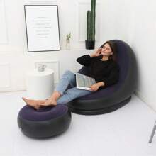 Nuevo sofá de felpa inflable para personas perezosas, sofá cama plegable con reposapiés, silla reclinable conveniente para exteriores