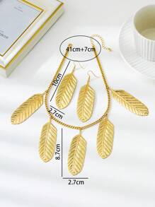 1 Set Collar colgante y pendientes únicos con textura exagerada de plumas para mujer, regalo para usar en playa y resort en verano