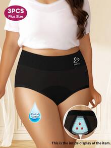 3pcs Plus Size Women's Period Underwear Triangle Physiological Underpants, Leak-Proof, Moisture-Wicking, Sweat-Proof, Breathable Mesh Holes - Multicolor - View 4