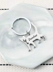 1 Peça Chaveiro de Aço Inoxidável Personalizado - Escolha a Fonte Adequada, Presente Gravado para Proprietários de Animais, Presente para Amigos, Pode Personalizar o Nome do Animal de Estimação