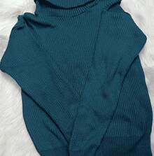 Women's Cold Weather Blouse Turtleneck Knitted Sweater - 青碧色 - 查看 6