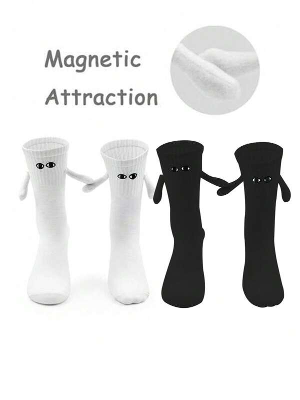 1/2 pares de calcetines magnéticos de atracción para parejas, calcetines de media caña con apego automático al pie, bonitos para primavera/otoño